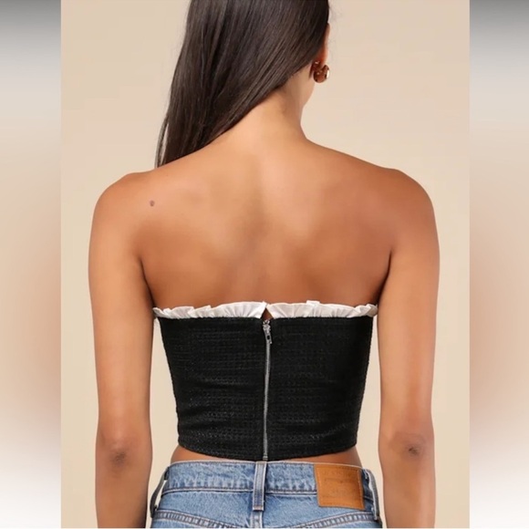 Lulus black corset top with white trim - Picture 2 of 5